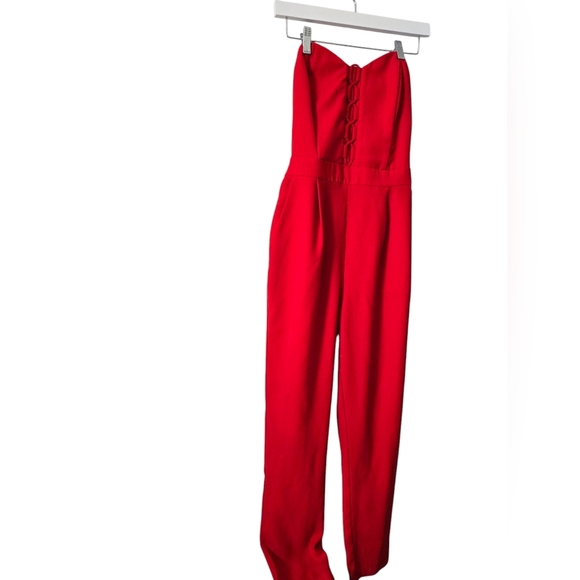ADELYN RAE Red Sweetheart Neckline Strapless Jumpsuit.Size Small - Picture 3 of 12